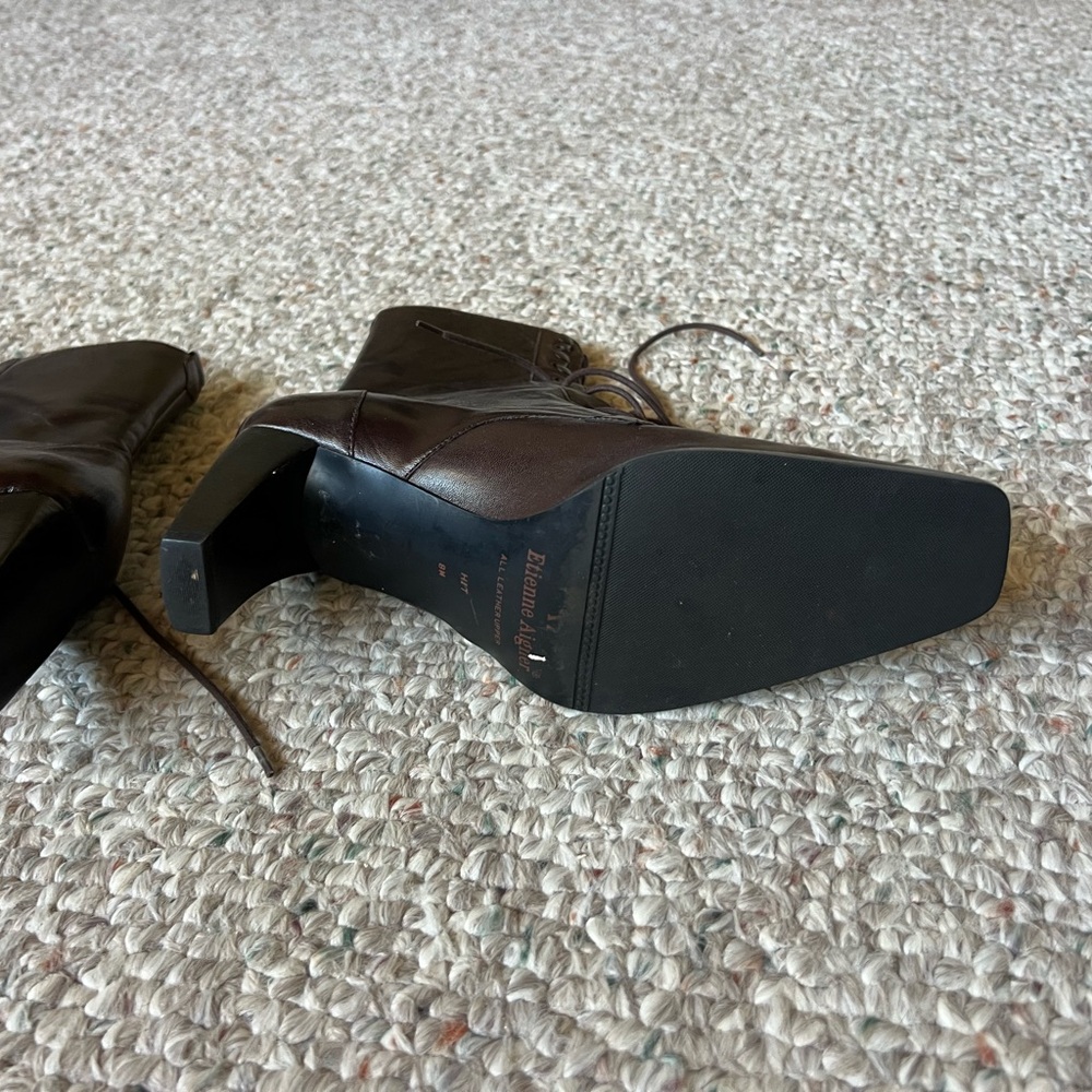 NWOT Handmade in Brazil Brown Leather Lace-Up Boots - Picture 4 of 5